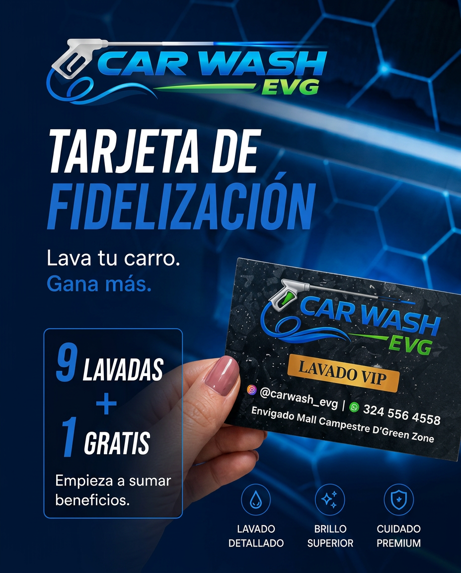 Tarjeta de fidelización de Car Wash EVG